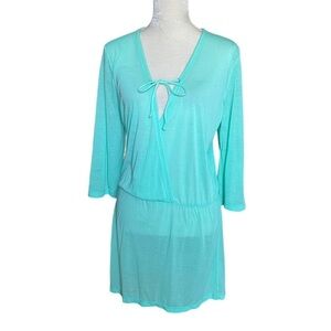 Prana Women's Keoki Tunic Top Swimsuit Cover-up Size S Green 3/4 Sleeves Beach